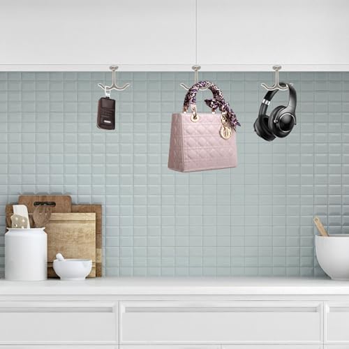 10 Pcs Zinc Alloy Ceiling Double Hook Cabinet Wardrobe Coat Towel Hat Hook Hooks Under Cabinet Shelf (10 Count)