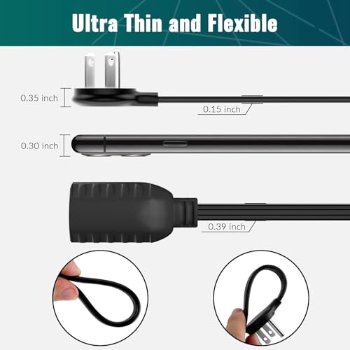 Flat Plug Extension Cord 25 Ft with Slim Space