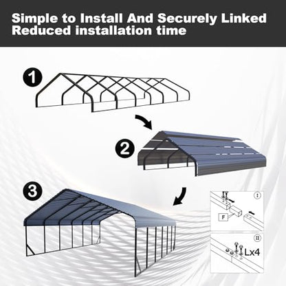 Heavy Duty 20x30 FT Metal Carport for 3 Cars