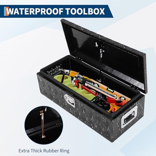 48 Inch Heavy Duty Aluminum Stripes Plated Tool Box Pick Up Truck Bed RV Trailer Toolbox Waterproof Storage Organizer with Side Handle
