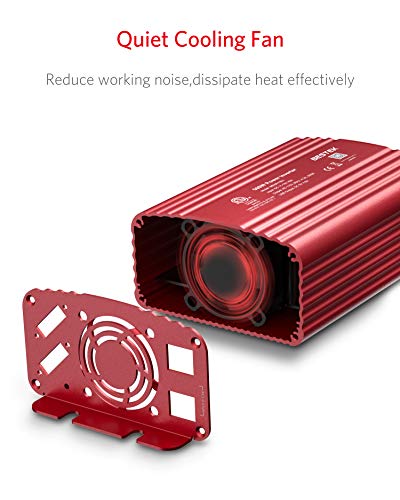 500W Power Inverter DC 12V to 110V AC Converter with Alligator Battery Clamp 4.8A Dual USB Car Charger ETL Listed