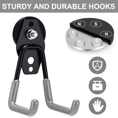 10 Pcs Large Magnetic Hooks Heavy Duty Garage Magnet Hooks Strong Storage Utility Magnetic Hangers with Anti Slip Rubber Coating for Indoor and Outdoor Hanging (10 Count)
