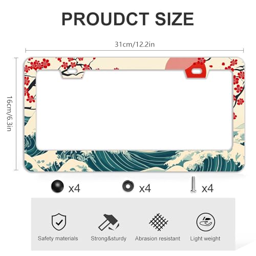 Waves Cherry Blossom License Plate Frames