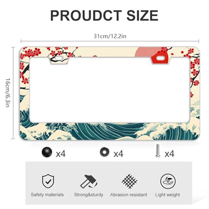 Waves Cherry Blossom License Plate Frames