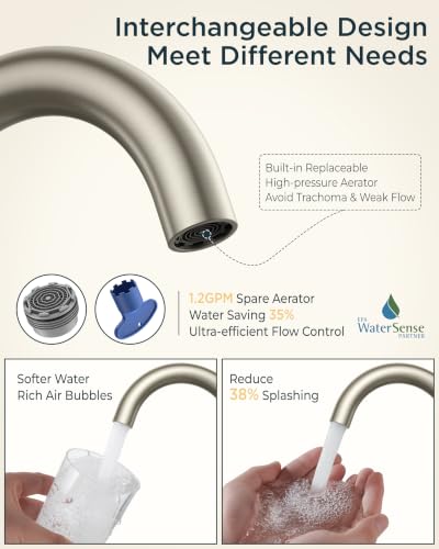 Bathroom Sink Faucet 3 Hole Brushed Nickel 4 Inch Centerset 2 Pack (2 Count)