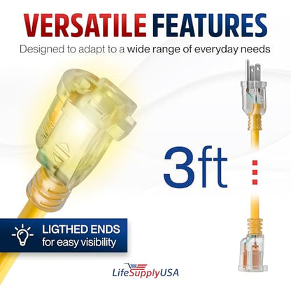 3ft Outdoor Indoor Extension Cord 14