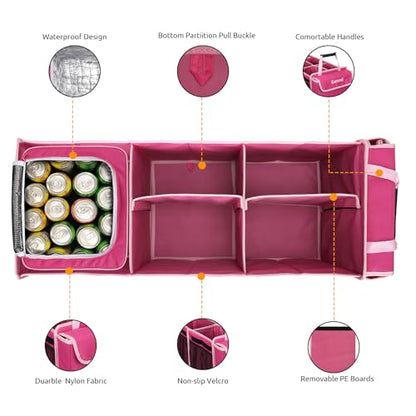 Collapsible Trunk Organizer with Insulated Leakproof Cooler Bag