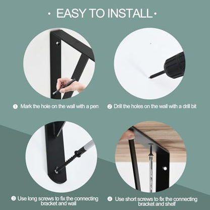 6 Pack L8 x H 6" Black Heavy Duty Shelf Brackets with Screws Metal Shelf Brackets Shelf Support Angle Brackets for Shelves L Brackets Heavy Duty Floating Shelf (6 Count)