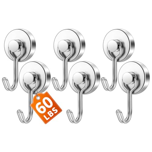 6 Pack Silver Magnetic Hook (6 Count)