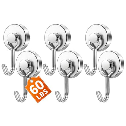 6 Pack Silver Magnetic Hook (6 Count)