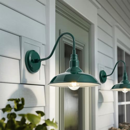 10‘’ Dome Outdoor Gooseneck Barn Light Fixture with Wall Mount