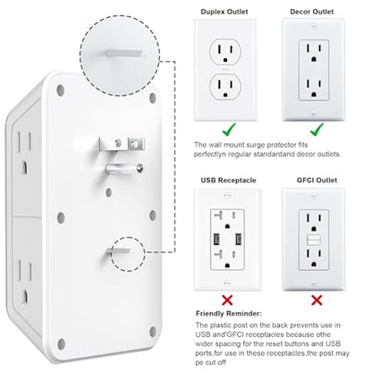 2 Pack Outlet Extender Surge Protector (2 Count)