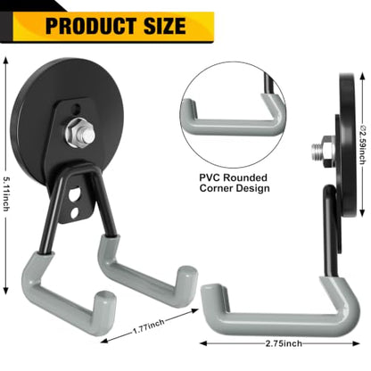 Heavy Duty Storage Magnetic Utility Hooks Large Garage Magnet Hooks with Anti (2 Count)