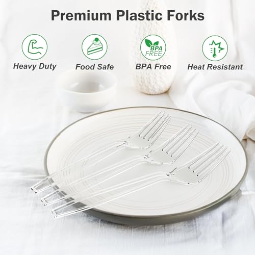 360 Count Extra Heavy Duty Clear Plastic Forks Disposable
