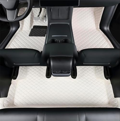 Floor Mats Compatible with Tesla Model Y L 1st & 2nd Row Car Rug Set Custom Fit Heavy Duty