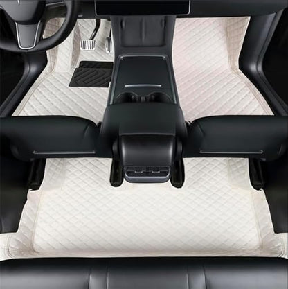 Floor Mats Compatible with Tesla Model Y L 1st & 2nd Row Car Rug Set Custom Fit Heavy Duty