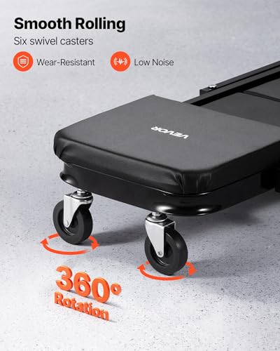 40 in 3-in-1 Folding Mechanic Creeper, Heavy Duty Z-Creeper Garage Roller, 480 lbs Under Car Rolling Creeper with 6 Swivel Casters, Padded Seat for Auto Repair