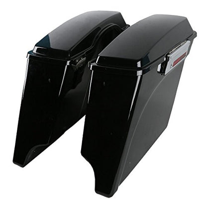 Motorcycle 5" Stretched Saddlebags with Black Conversion Brackets Fit For Harley Softail Deluxe Heritage Softail 1984 (2 Count)