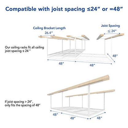 4x8 Overhead Garage Storage Rack with Hooks (2 Count)