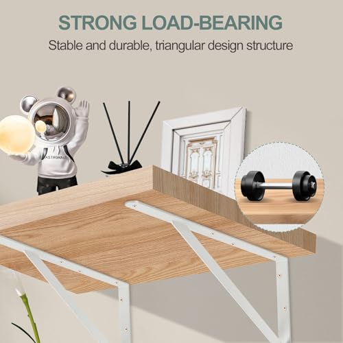 8 Pack L24 x H 12" White Heavy Duty Shelf Brackets with Screws Metal Shelf Brackets Shelf Support Angle Brackets for Shelves L Brackets Heavy Duty Floating Shelf