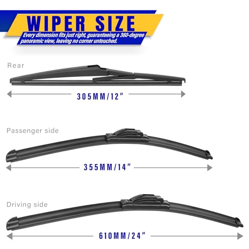 3 Wipers Fits Fiat 500 2012