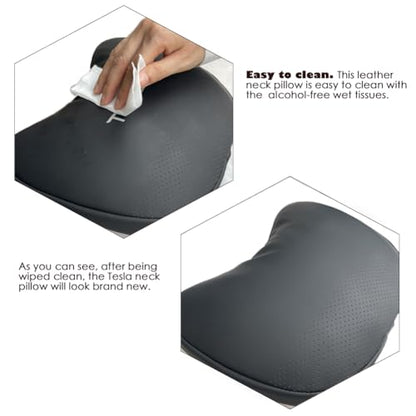 TESBEAUTY Nappa Leather Seat Headrest Pillow 2 Packs for Tesla Neck Pillow Uniquely Designed for Tesla Model X (2 Count)