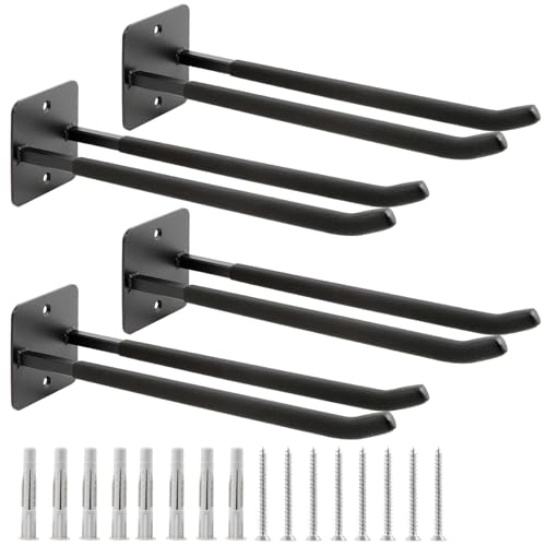 4 Pack Steel Wall Mount Double Garage Storage Hooks (4 Count)