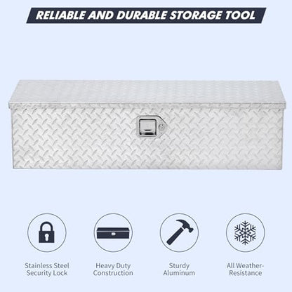 Aluminum Truck Tool Box for Pickup Truck Bed RV Toolbox Truck Bed Toolboxes Heavy Duty Waterproof Truck Storage Organizer Chest with Handle and Lock