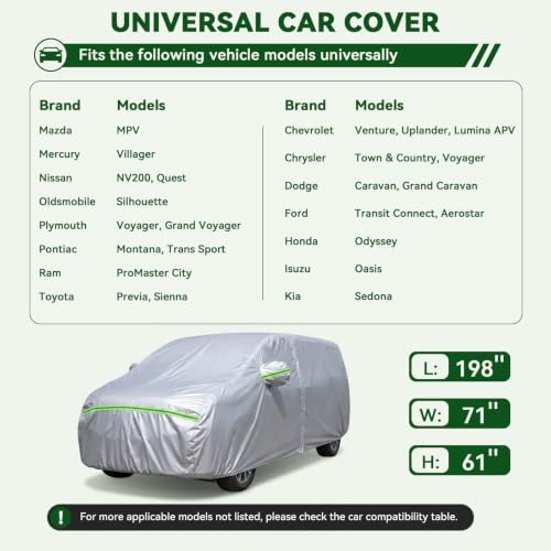 6 Layers Premium MPV Car Cover Waterproof All Weather Weatherproof UV Sun Protection Snow Dust Storm Resistant Outdoor Exterior Custom Form