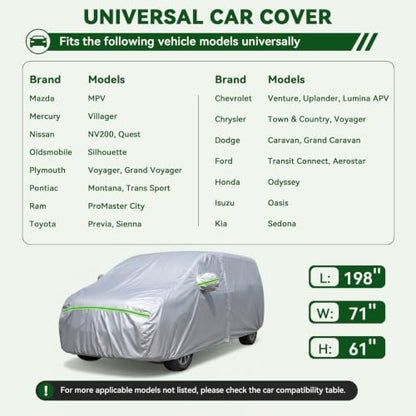 6 Layers Premium MPV Car Cover Waterproof All Weather Weatherproof UV Sun Protection Snow Dust Storm Resistant Outdoor Exterior Custom Form