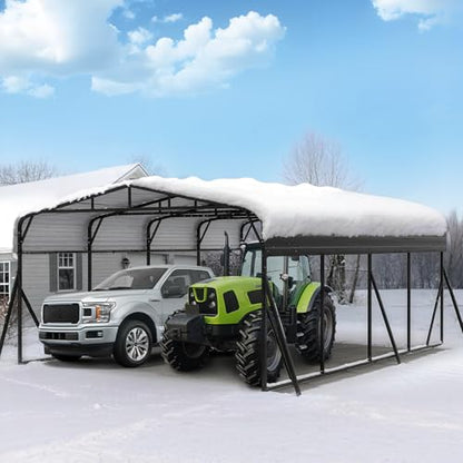 20x20FT Heavy Duty Metal Carport with Side Support Poles for All Weather