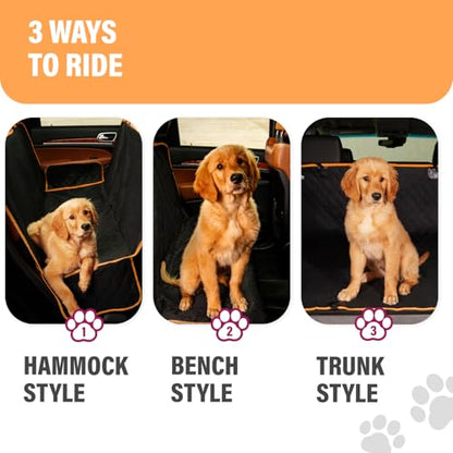 Orange XL Dog Car Hammock Back Seat Cover
