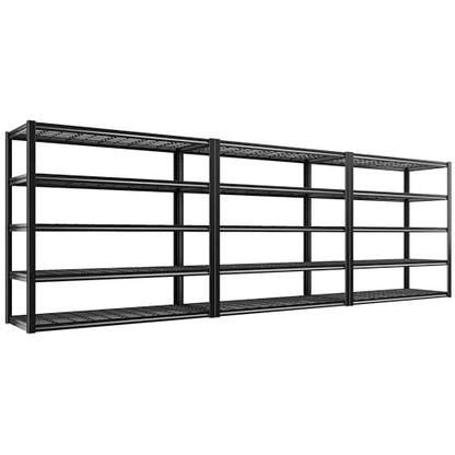 48.2''W Garage Shelving Heavy Duty Metal Shelving 3000LBS Storage Shelves Adjustable Metal Shelves Industrial 5 Tier Garage Shelf for Basement Pantry Warehouse Supermarket (3 Count)