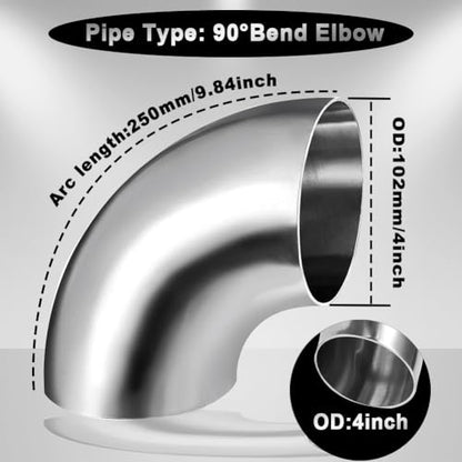 Stainless 4 Inch 90° Mandrel Bend Elbow