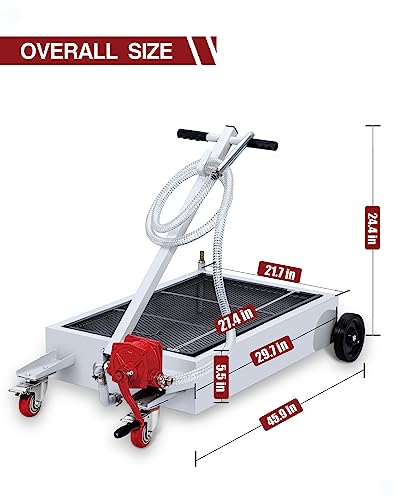 15 Gallon Oil Drain Pan with Hand Pump & 8 Ft Hose