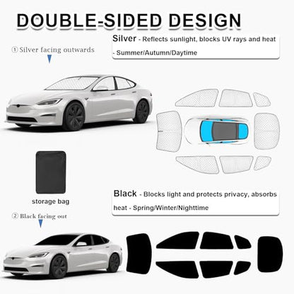 8pcs Thicken Sun Shades for Tesla Model S 2021 (8 Count)