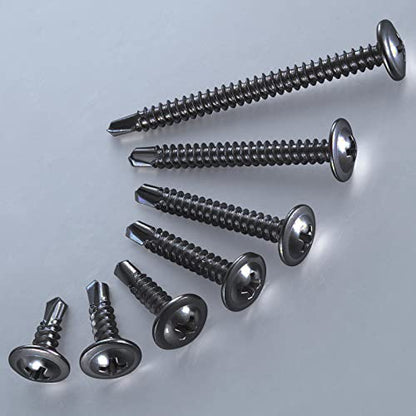 300 pcs) Wensilon #10×3/4” for Sheet Metal Self-Tapping Screws 410 Black Stainless Steel Truss Head High-Strength Quick Tapping