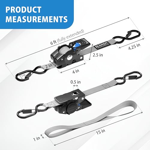 USA Based Retractable Ratchet Straps (4 Count)