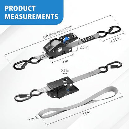 USA Based Retractable Ratchet Straps (4 Count)