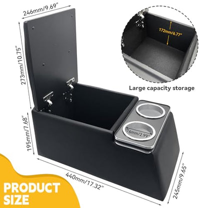 Universal Truck Seat Organizer with Armrest & Padded Lid