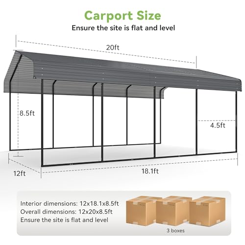 12 x 20 FT Heavy Duty Metal Carport