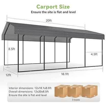 12 x 20 FT Heavy Duty Metal Carport