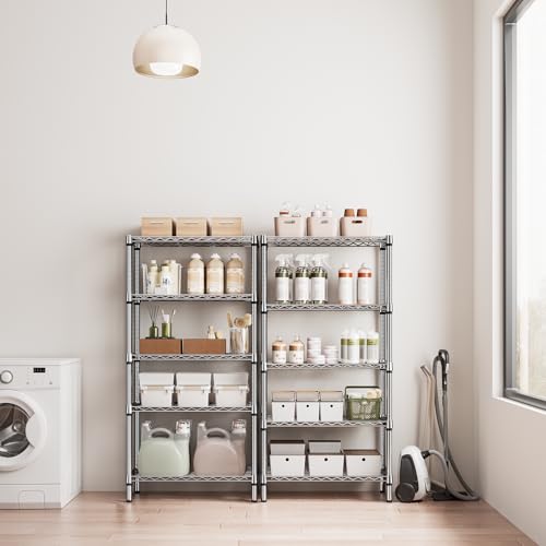 1250 lbs 5 Tier Shelf Metal Storage Shelves Shelving Wire Rack Heavy Duty Closet Organizers for Garage Kitchen Bathroom Laundry Chrome 13.8" D x 29.5" W x 59.5" H (5 Count)
