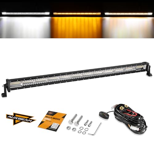 50 Inch LED Straight Light Bar 6 Modes Amber White Strobe Lights
