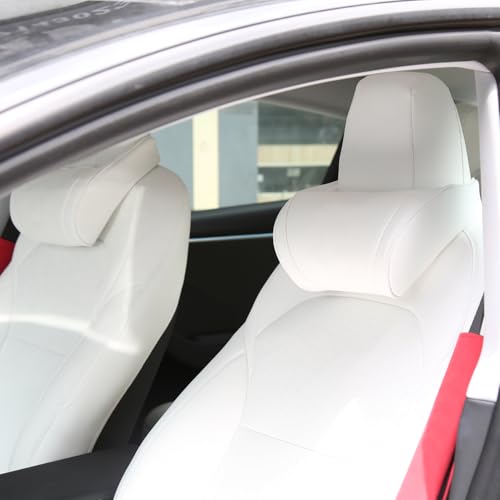 Car Headrest Pillow Neck Support Cushion for Tesla White (17.637 Ounce)