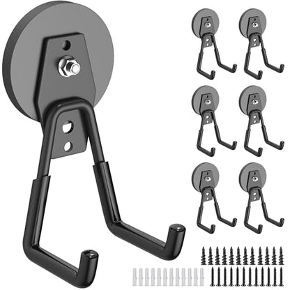 6 Pack Heavy Duty Storage Magnetic Utility Hooks Large Garage Strong Extra Magnet Hooks Hanger with Anti (6 Count)