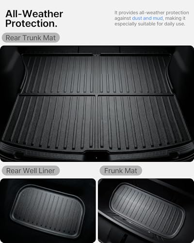 Cargo Liner for Tesla Model Y Juniper Trunk Mat Frunk Front & Rear Trunk Tray Mats All Weather Protector Anti
