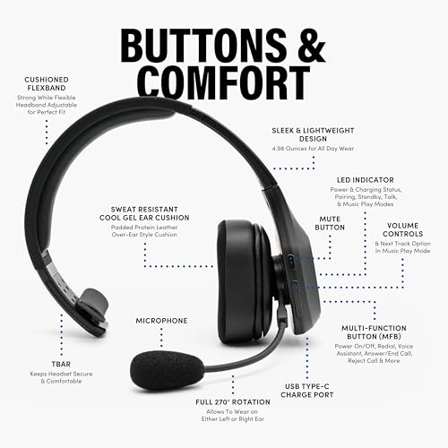 Storm Black Wireless Trucker Bluetooth Headset with Mic