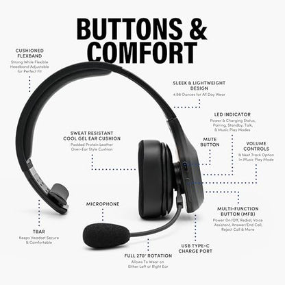 Storm Black Wireless Trucker Bluetooth Headset with Mic