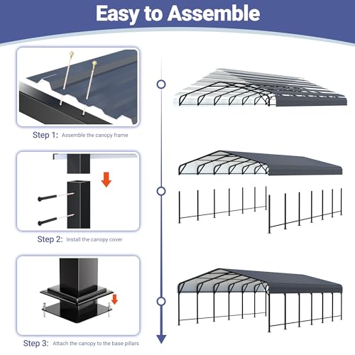 20x30 FT Heavy Duty Metal Carport Canopy